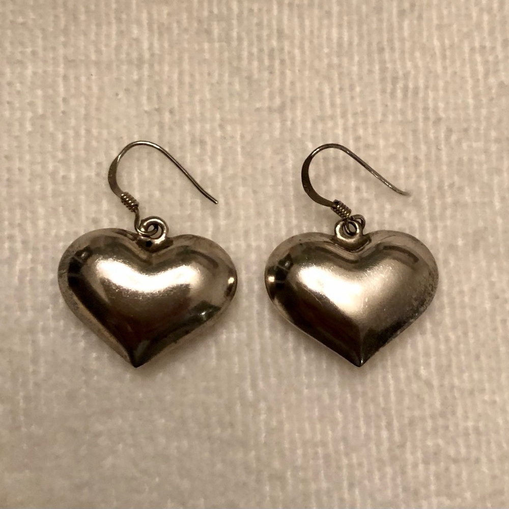 Sterling Silver Heart Drop Earrings - New!